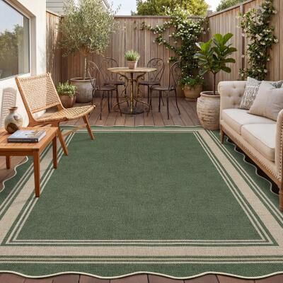 Garvee Indoor Outdoor Modern Bordered Easy Jute Area Rug