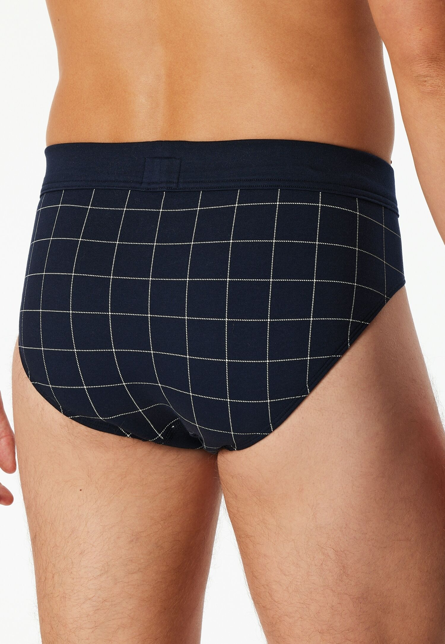 Minislip SCHIESSER "Fine Interlock", Herren, Gr. 5, Interlock, blau (804, blau), Interlock, Obermaterial: 95% Baumwolle, 5% Elasthan, körpernah, Unterhosen Minislip, kariert, ohne Eingriff, softer Bund