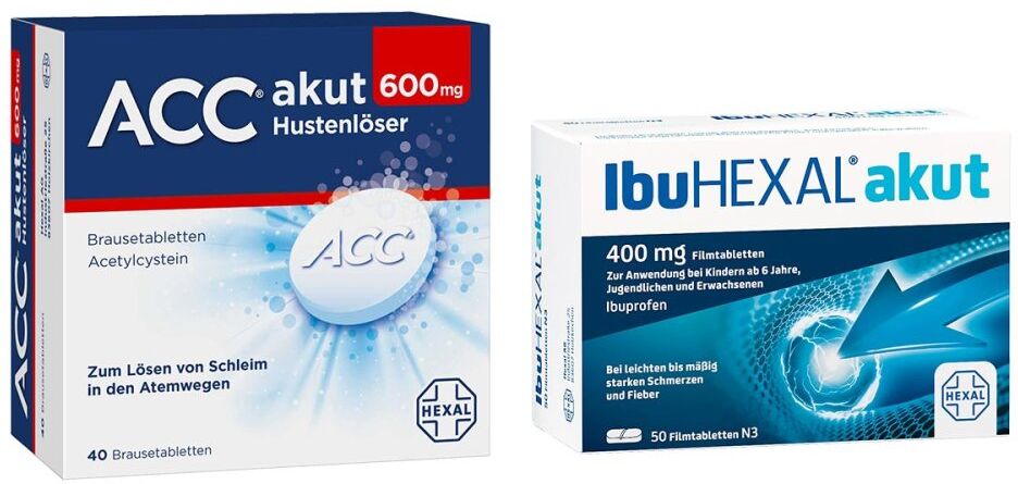 Acc akut 600mg Hustenlöser 40 stk+ Ibuhexal akut 400mg 50 stk 1Pck
