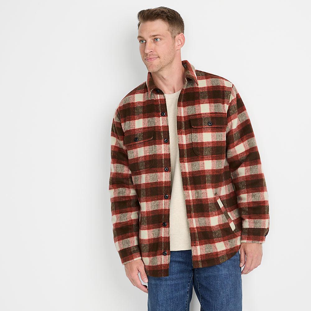 Hemdjacke aus gebürstetem Flanell und Stepp für Herren, Herren, size: regular, Braun, Woll-Mischung/Polyester-Mischung, by Lands' End