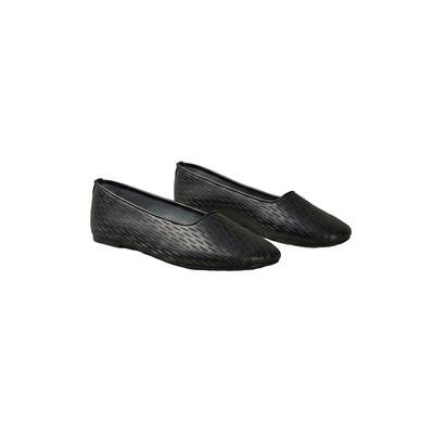 Ballerina CALVIN KLEIN "OBLIQUE BALLERINA CUT LTH", Damen, Gr. 40, Textil, schwarz, Leder, unifarben, Schuhe Ballerina, Schlupfschuh, Flats, Loafer mit Textur, schmale Form