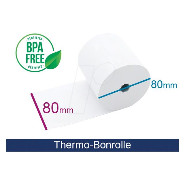Artdev Thermorolle - 80 80 12.7 (B/D(max.)/K) weiss, 55g, 80m, BPA frei (ADT808012-30) Mindestbestellmenge: 5 Stück