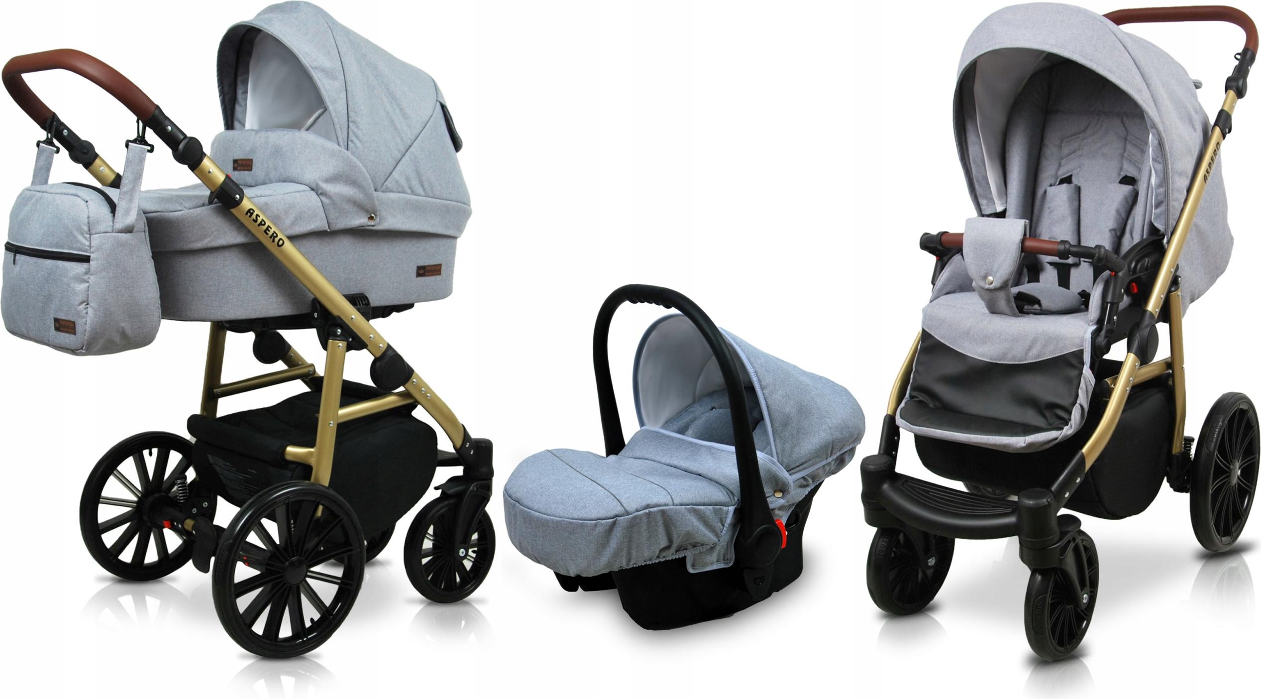 BabyLux Aspero | 3in1 Kinderwagen Set | Silver Flex | Kombikinderwagen | Kinderwagenset | Buggy