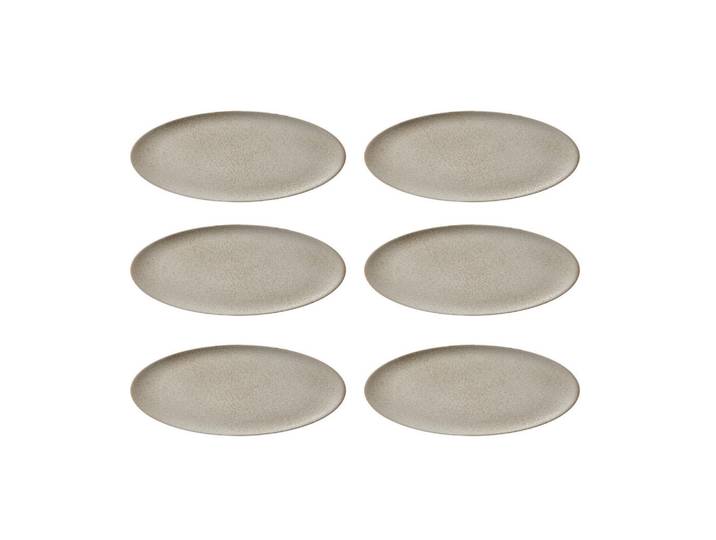 Aida Speisetellerset Raw, Beige, Keramik, 6-teilig, rund, handgemacht, lebensmittelecht, Geschirr, Teller, Teller-Sets