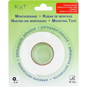 TSI Montageband 43811, 2m x 18mm, stark, doppelseitig, weiß