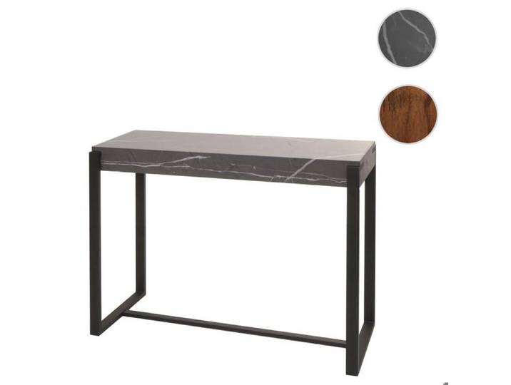 Table console HWC-L53 métal 81x100x40cm imitation marbre gris