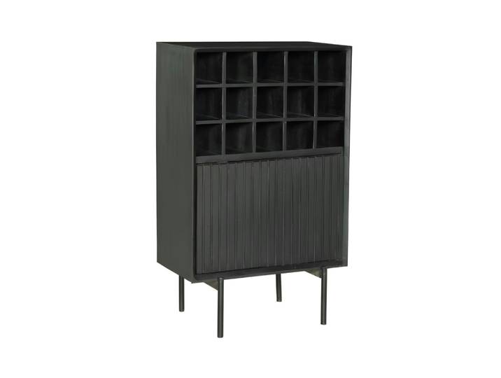 Meuble bar de salon en bois noir, 1 porte