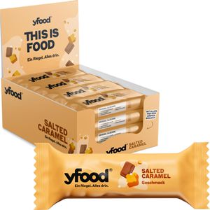 yfood Proteinriegel This is Food, 12 Riegel, Salted Caramel & Chocolate, je 60g, pro Riegel 14g Protein