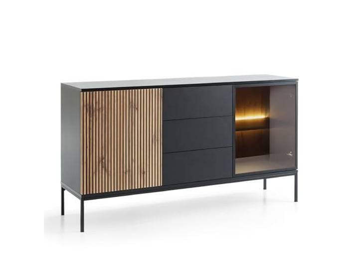 Kommode Laval KSZ154 Eiche Wotan/Schwarz 154x83x39 cm Laval KSZ154 - Kommode, Eiche Wotan, Schwarz mit Keder, Breite 154 cm, Höhe 83 cm, Tiefe 39 cm