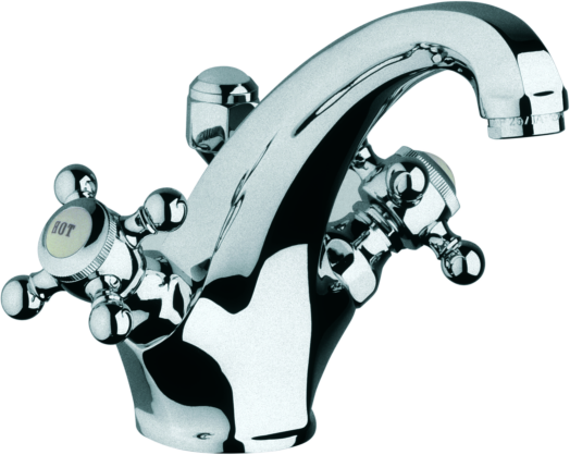 Kludi 1926 Waschtisch Zweigriffarmatur 510100520 chrom, hoher Auslauf, mit Ablaufgarnitur