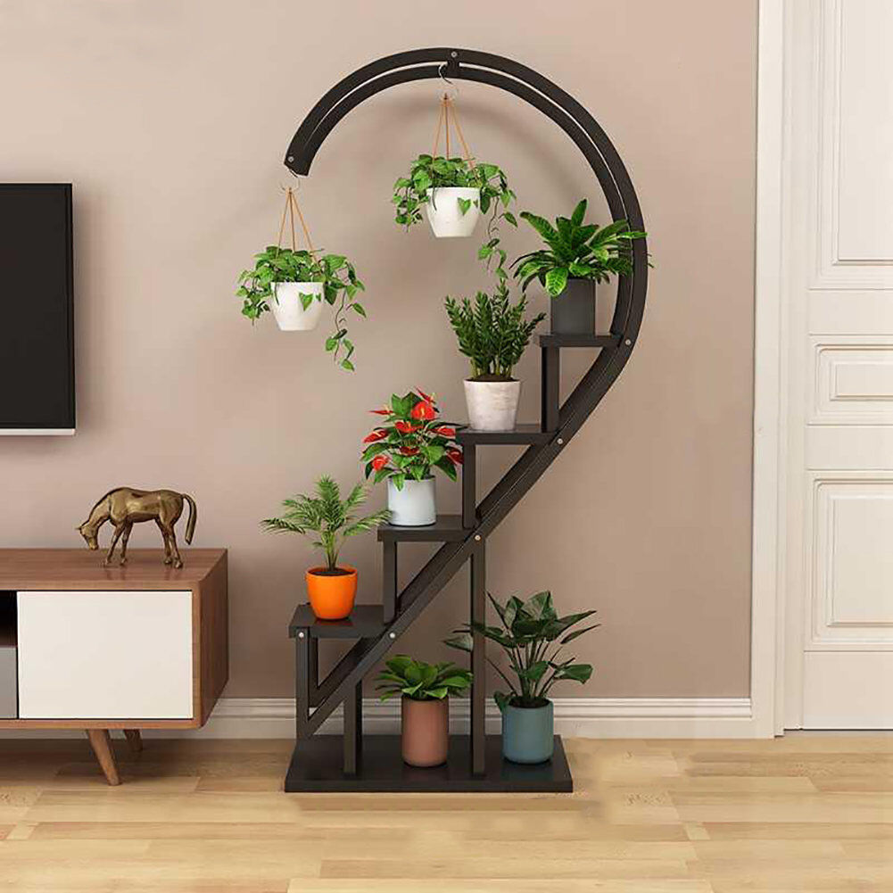 Hashtag Home Myrna Plant Stand 4 Tier Black 153cm H X 60cm L X 30cm D
