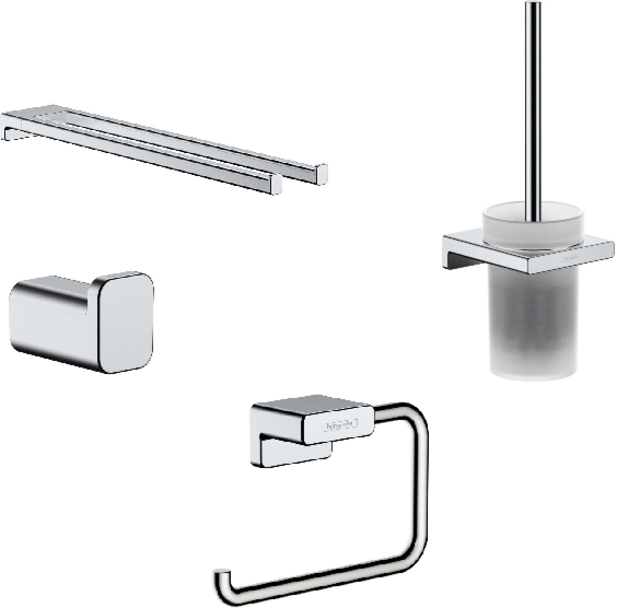 Hansgrohe AddStoris Bad Accessoires Set chrom, Handtuchhalter, Haken, Bürstengarnitur, Papierhalter