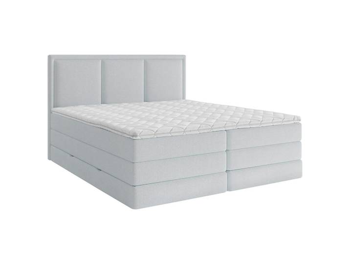 Boxspringbett, Hellblau, 200x200 cm, Textil, Bettkasten & Kopfteil, Modern, MID.YOU