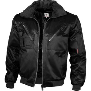 Qualitex Arbeitsjacke Pilotenjacke einfarbig, NM-70001, 4in1 Pilotenjacke, schwarz, Größe M