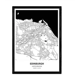 POSTER Karte Von Edinburgh - Uk A3 Rahmenlos