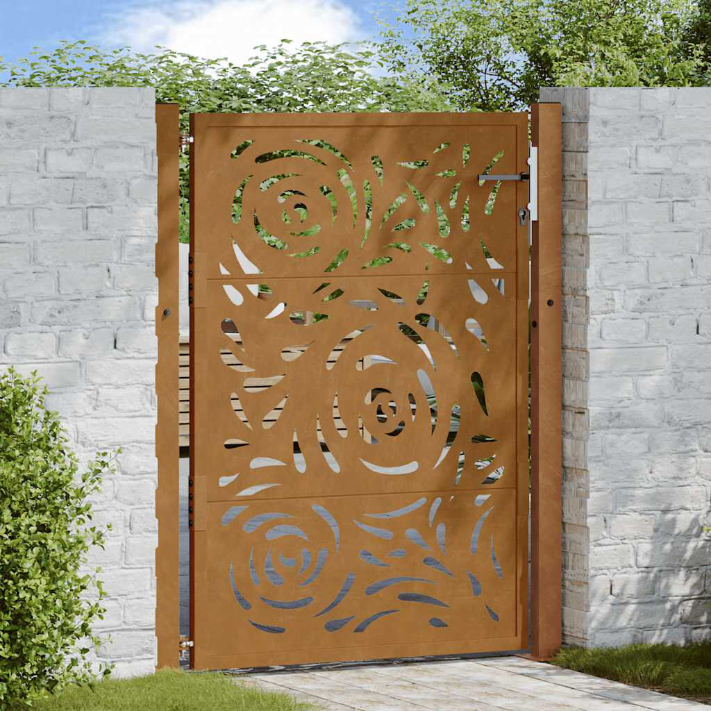 Ebern Designs Garden Gate Steel Flame Design Rusty 105 x 130 cm