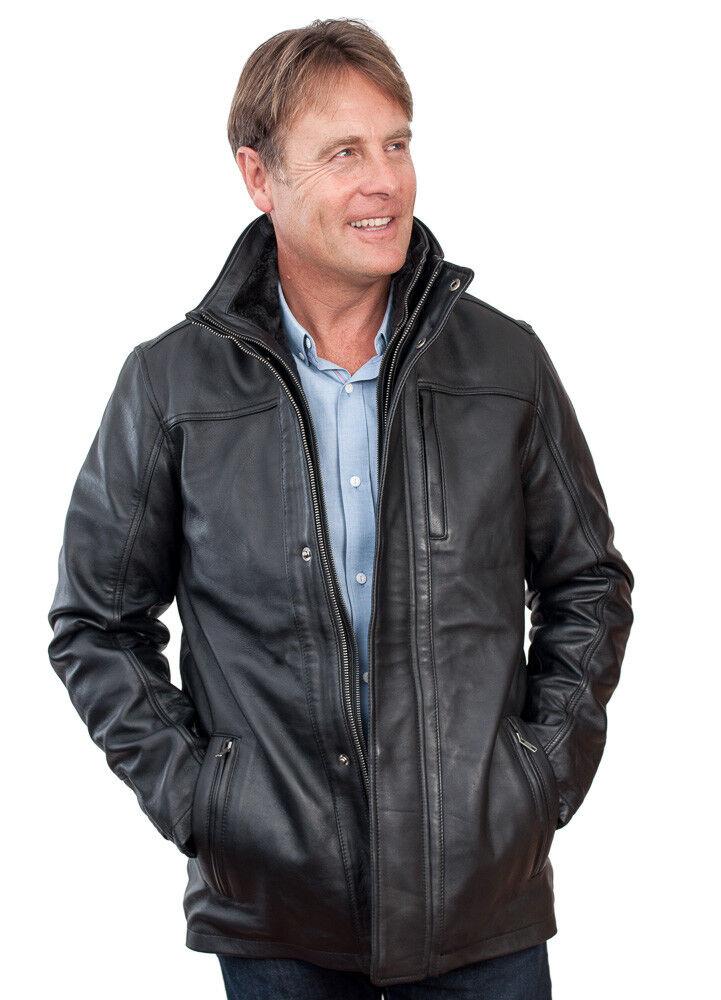 Warme mittellange Leder-Bikerjacke