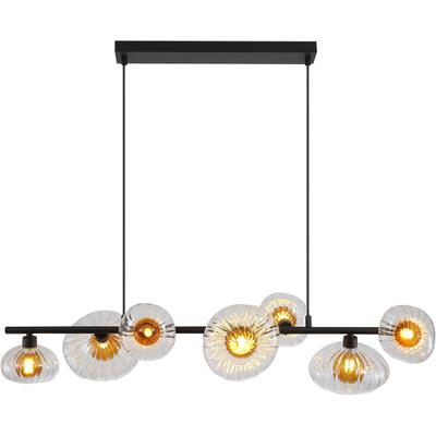SEARCHLIGHT Pendelleuchte "Sunbeam 7Lt Pendelleuchte, klares und bernsteinfarbenes Ribbelglas", transparent (matt, schwarz), H: 30cm, 1 Stk., Leuchten, Pendelleuchte