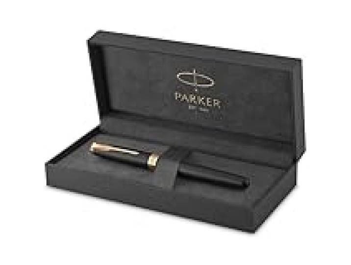 Parker Sonnet stylo plume laque noir mat avec attributs or plume fine coffret cadeau