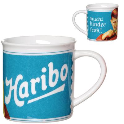 Becher RITZENHOFF & BREKER "HARIBO Retro, Kinder froh, 380 ml", blau, B:13cm H:9cm Ø:9cm, Porzellan, Trinkgefäße, Becher, spülmaschinenfest