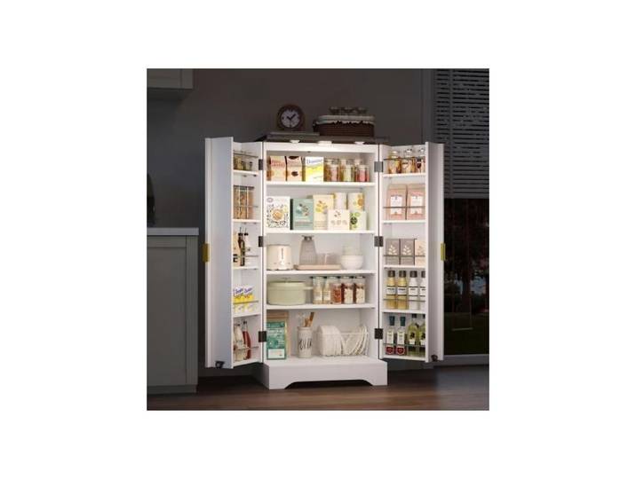 Buffet Cuisine avec LED réglable et détecteur de Mouvement Meuble de Rangement avec placards à Double Porte 120x60 5x40cm