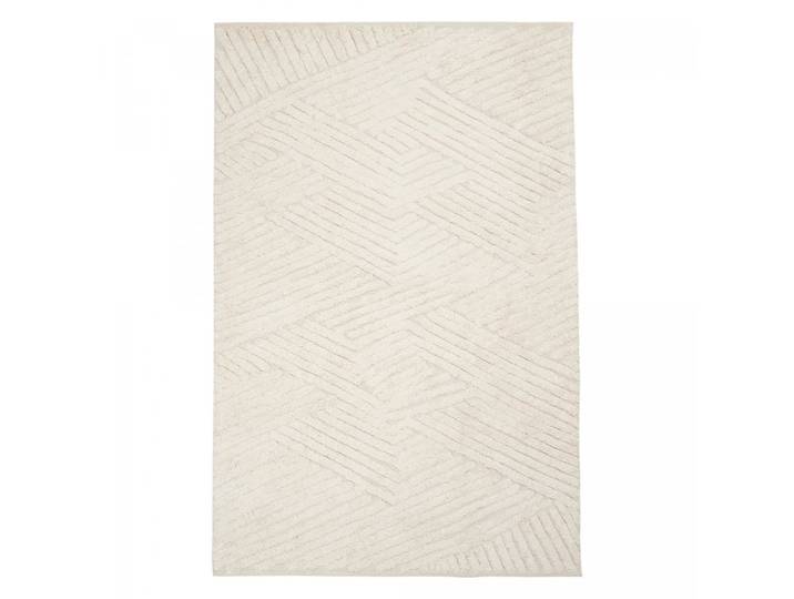 Tapis salon berbère en relief tufté main en coton, beige 160x230