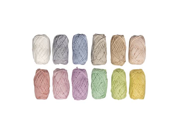 Baumwollgarn Mix, Mini-Knäuel à 20g, sortiert, Box 12Stück