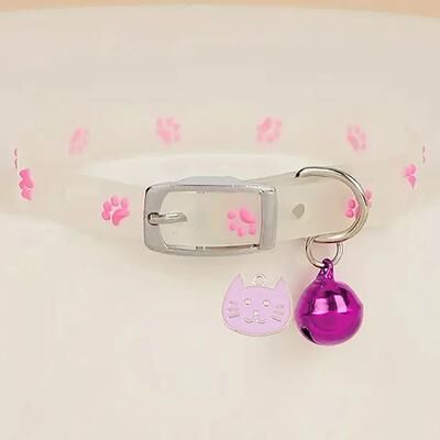 Uplift Treasures Glow In The Dark Paw Print Cat Collar pink