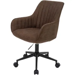 Bürostuhl MCW-J62, Drehstuhl Schreibtischstuhl Lehnstuhl, Stoff/Textil mit Armlehne ~ braun