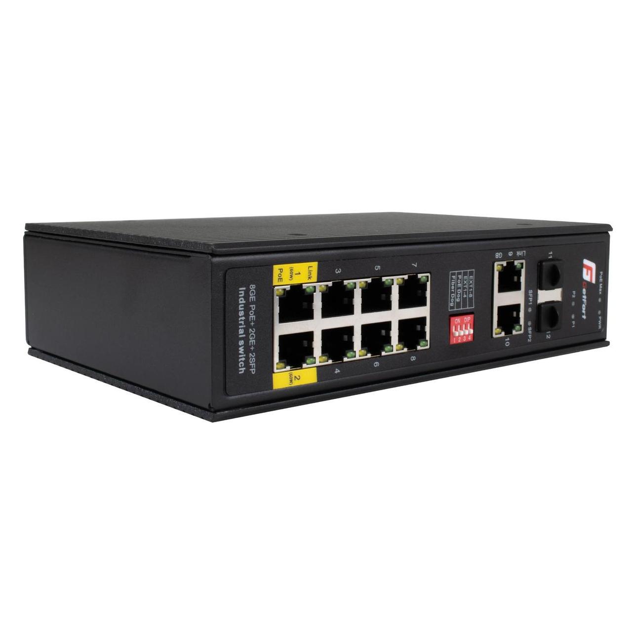 Getfort INDUSTRIELLER POE-SWITCH POE 8GE+2GE+2SFP (-40/80) (12 Ports) (GETFORT)