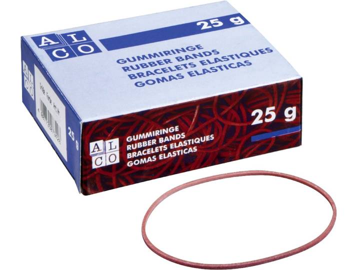 ALCO Gummibänder Gummiring Naturkautschuk 65mm rot 25g (400 Stück)