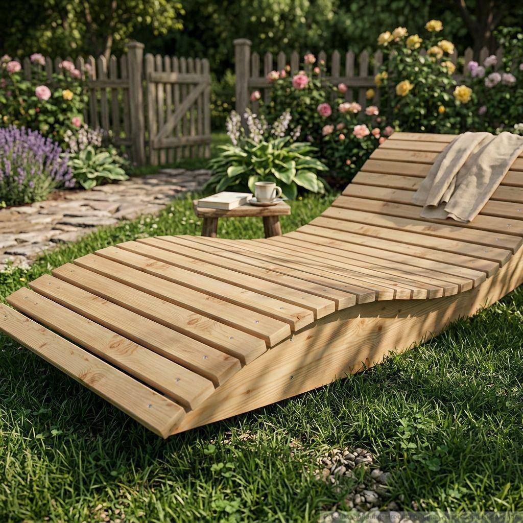 Holzliege Wellenliege Gartenliege Himmelssofa "Pool-Moni" (Lärche) 90cm