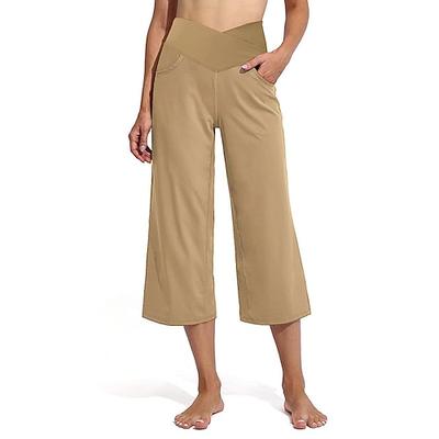 Damen Caprihose Fackeln Tasche Hohe Taille Pilates Fitnesstraining Training Caprihose Einfarbig Schwarz Burgund Dunkelmarine Sport Sportkleidung Dehnbar Lässiger Schnitt