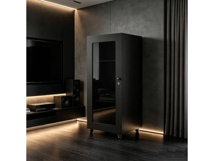 Stereo-Schrank, Audio-Rack mit Verstellbaren Regalen und Kabelorganizer Audio-Rack, Moderner Stereo-Schrank, Heim-Mediaständer, Verstellbare Regale