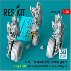 ResKit A-10 Thunderbolt II landing gears (Early & Late) with weighted wheels set for Academy kit (Metal+3D
