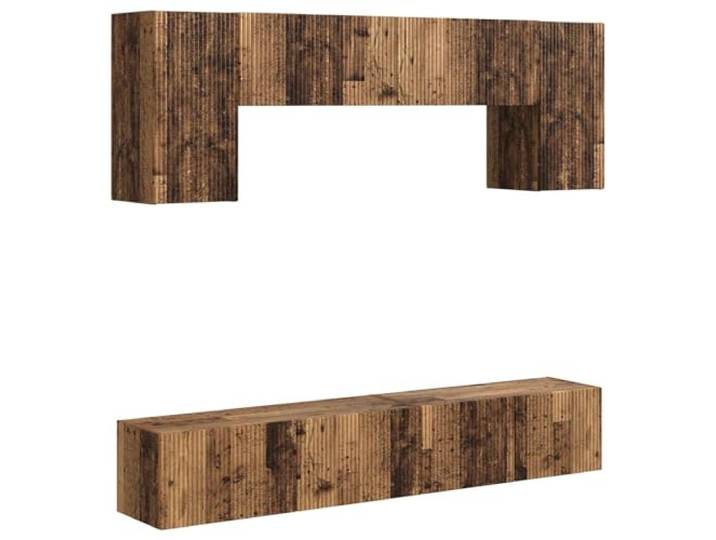 GHVBNMF TV-Schrankset Wandmontiert 4-TLG Altholz-Optik Holzwerkstoff 4-teiliges schwebendes Medienboard-Set für das moderne Wohnzimmer mit flexiblem Stauraum und 6 Türen.