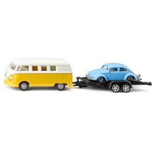 siku Fahrzeug 2567 VW T1, mit Anhänger und VW Käfer, Maßstab 1:50