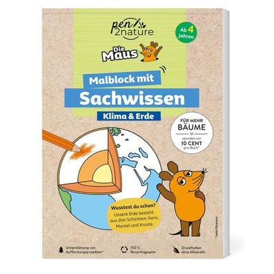 Die Maus - Malblock mit Sachwissen Klima & Erde, Taschenbuch von Pen2nature, Pen2nature, 978-3-9876408-1-0
