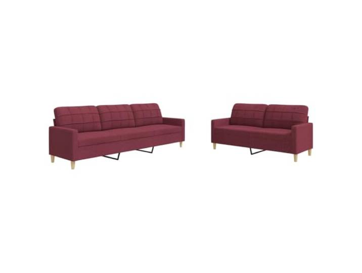 KUTYWEXFM 2-tlg. Sofagarnitur Weinrot Stoff 2-Sitzer und 3-Sitzer Couch Bequeme Polstermöbel für Wohnzimmer und Büro. Inklusive 2-Sitzer und 3-Sitzer Couch mit robustem Metallrahmen.