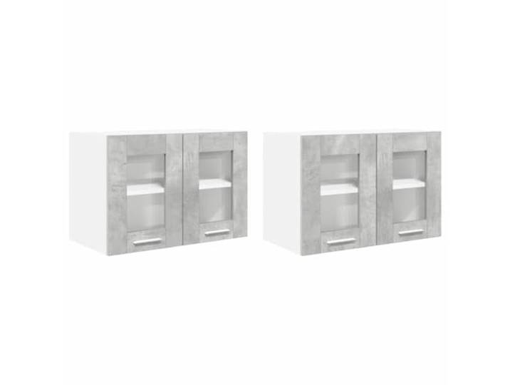 HKTMGDNG 2er Set Hängeschrank Beton Grau 60x31x40 cm Holzwerkstoff Praktisches 2-teiliges Oberschrank-Set für die Küche oder das Esszimmer. Bietet geschützten Stauraum hinter Glastüren.