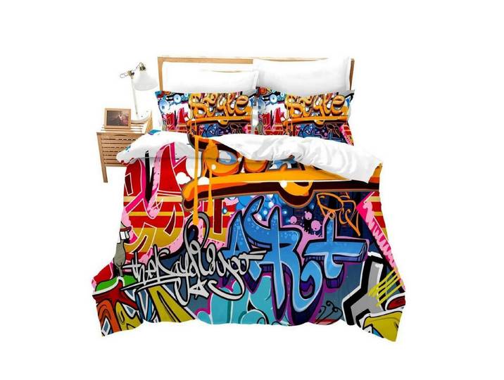 LuxusKollektion Kinderbettwäsche Bettwäsche Set Graffiti Hip Hop 135x200 cm