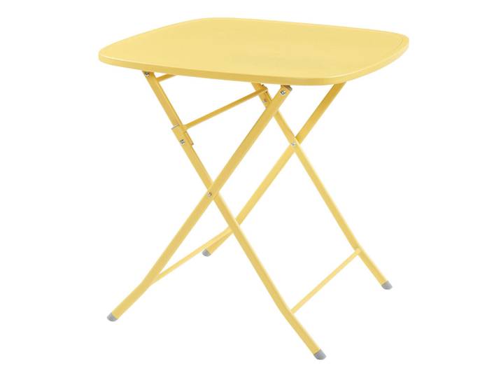 [en.casa] Gartenklapptisch Sande, Gelb, Metall, Quadratisch, 70x71x70 cm, Gartenmöbel, Gartentisch, Klapptische