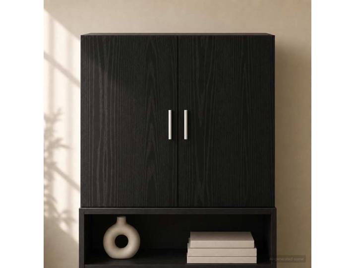 Noir Buffet & bahut contemporain，Meuble mural Chêne noir 80 x 42 5 x 64 cm Bois d'ingénierie FR&3824