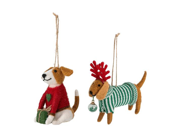 Bloomingville Décorations de Noël Monty Rouge-vert, 2 pièces, 12 cm