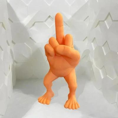 Uplift Picks Funny Walking Middle Finger Figure 3D Printed Desk Ornament For Offices And Gifts orange 8x3x4cm