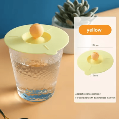 Uplift Curations Universal Silicone Cup Lid Reusable Anti Dust Mug Cover For Coffee, Tea & Drinks yellow Cup Lid