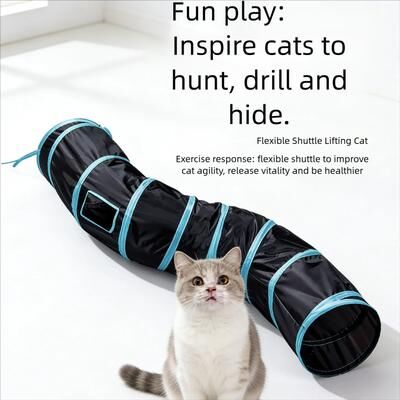 Inspired Living Peek & Pounce Collapsible Cat Tunnel And Interactive Cat Toy rainbow Colors s