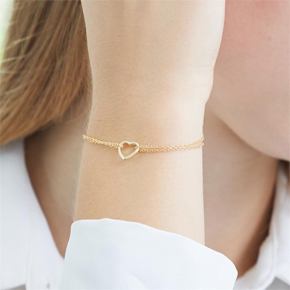 Unique Vergoldetes 925er Silber Armband Herz gold