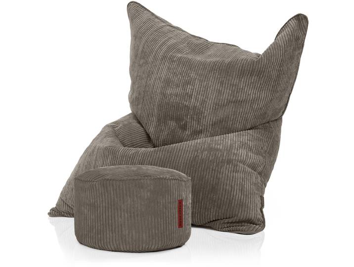 Cordoba Sitzsack in Cord-Optik mit Sitzhocker - Anthrazit