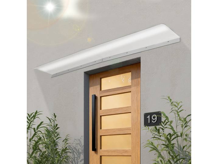 Auvent de porte, abri anti-pluie en PET de 78,7 pouces, couverture transparente murale pour fenêtre, balcon, véranda, protection contre les intempéries